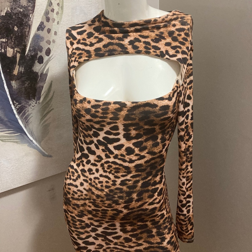 Cheetah print cutout dress